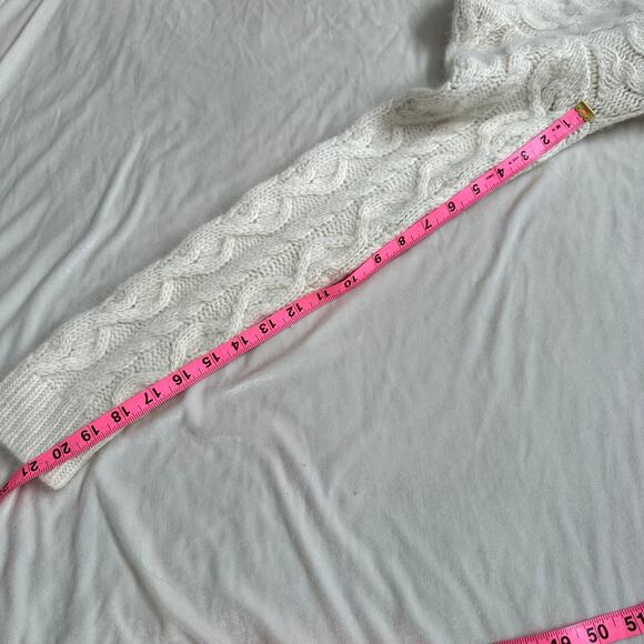 Vintage Medium Angora Lambswool Fisherman Sweater Turtleneck Cable Knit Chunky - Picture 6 of 10